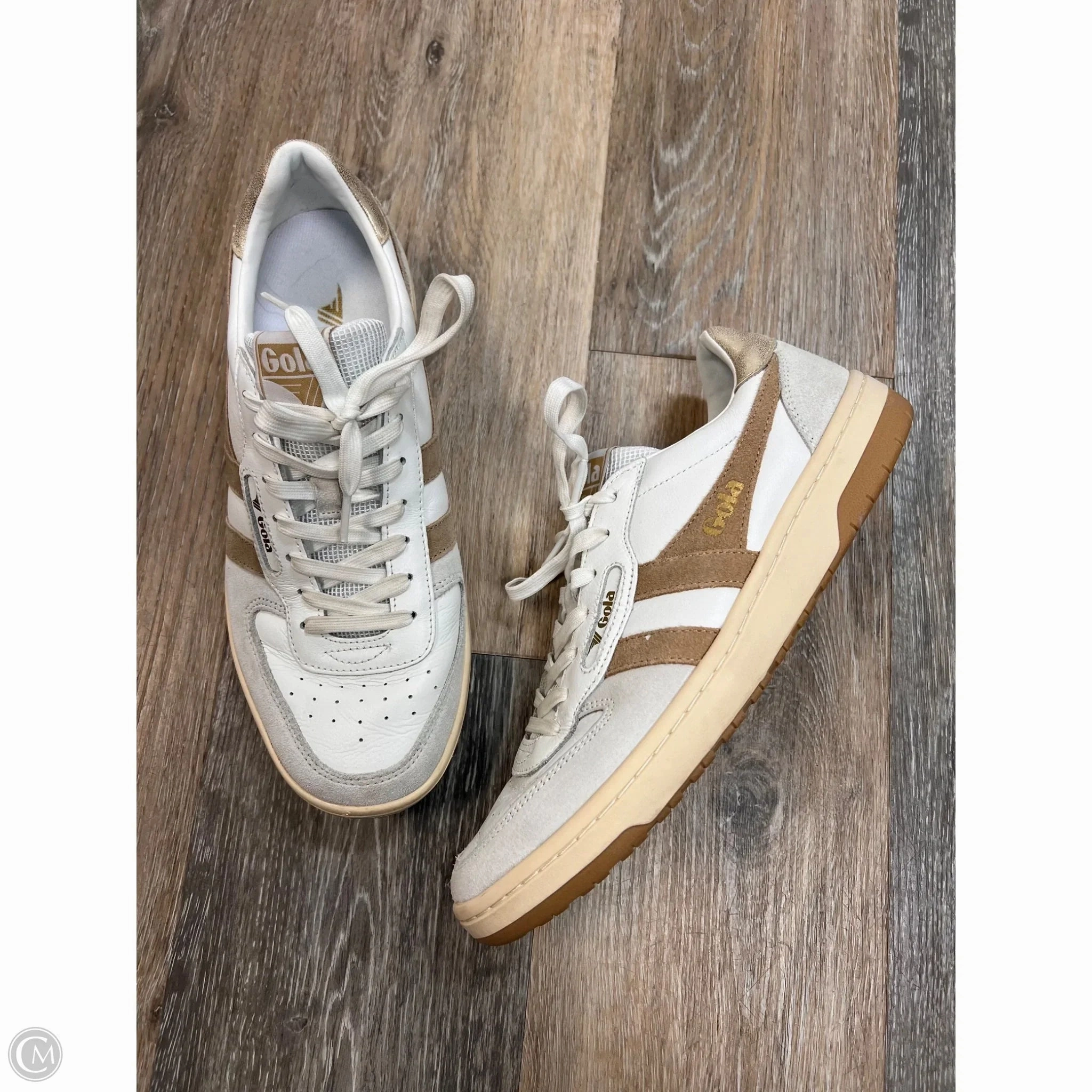 -Shoes Sneakers By Gola In Tan & White, Size: 9 ShockAbsorbing Recycled Material Blend