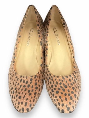 Strappy Design Evening Heels Shoes Heels Block By Laundry In Animal Print, Size: 8.5