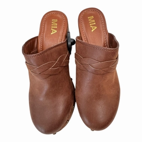 Shoes Heels Block By Mia In Brown, Size:8 Glossy Finish