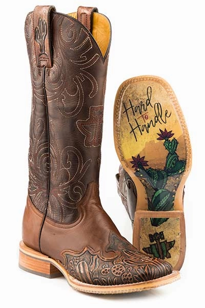 Minimalist Tin Haul Ladies Cactooled Hard To Handle Sole Cowboy Boots Square Toe Style 14-021-0007-1350