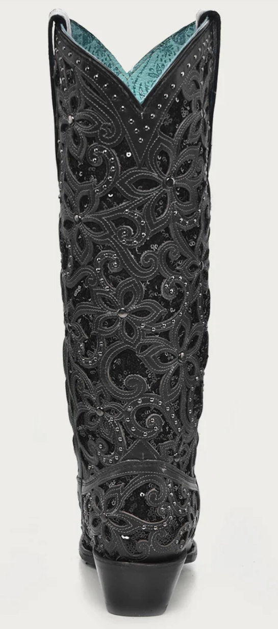 Corral Ladies Black Inlay Snip Toe  Boot Style A3589 Eco Material Nature Lover Outdoor Hiking