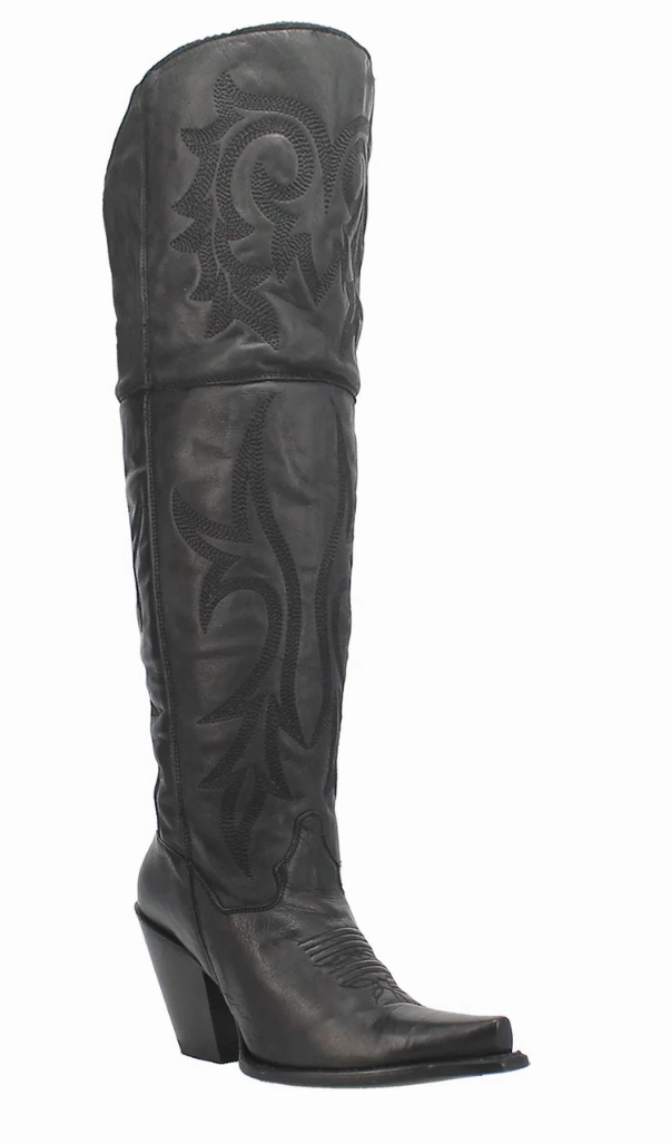 DAN POST LADIES BLACK JILTED BOOTS STYLE DP3789 Premium Leather