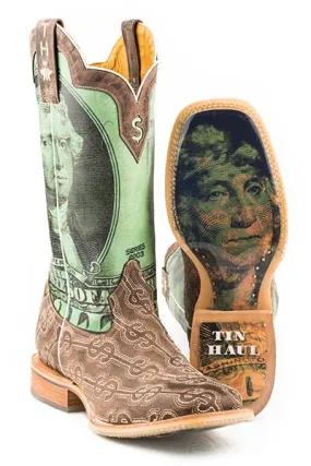 Tin Haul Mens Duece Take The Money And Run Cowboy Boots Square Toe Style 14-020-0007-0350 ZipUp