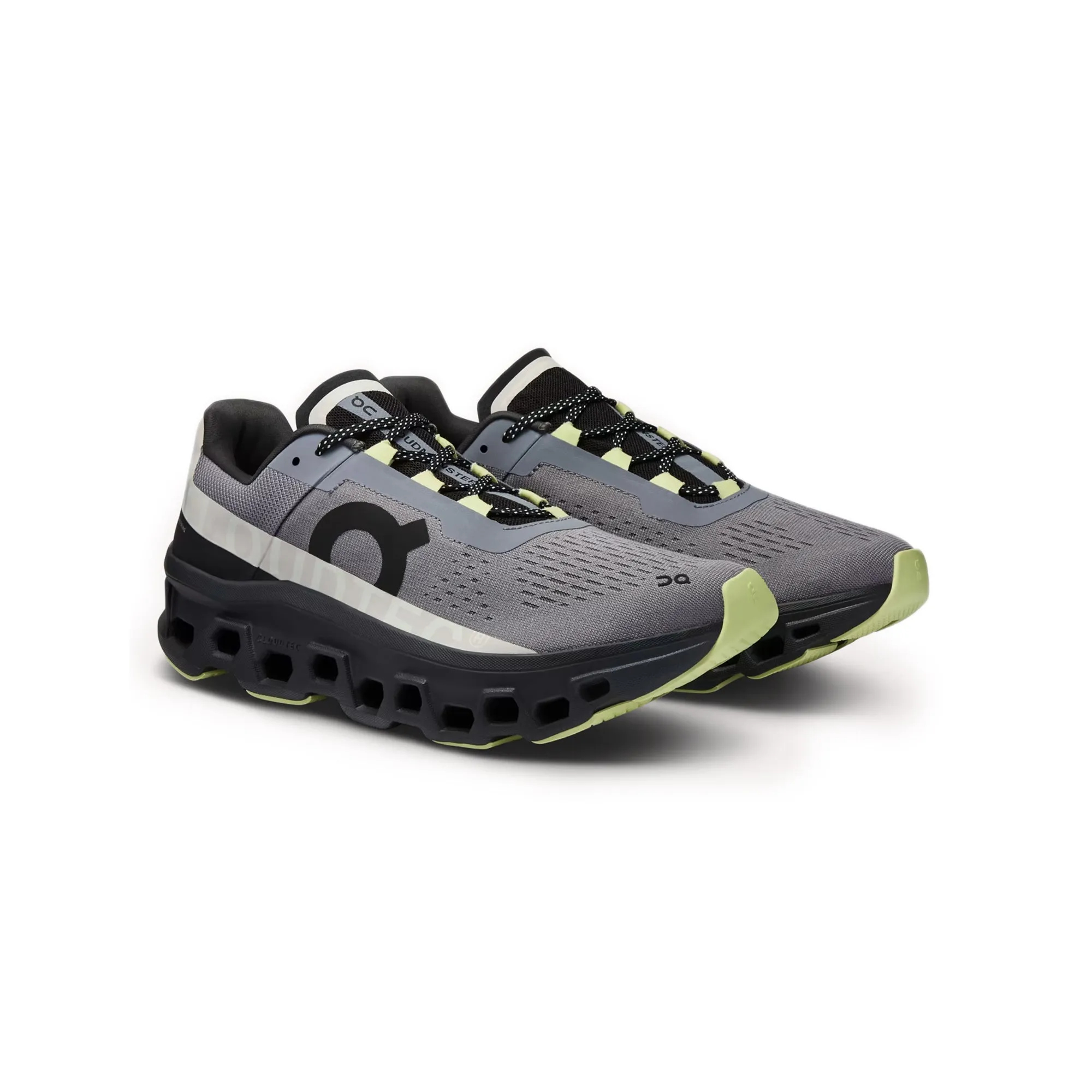 On Mens Cloudmonster Shoes running in a ditch area shoes