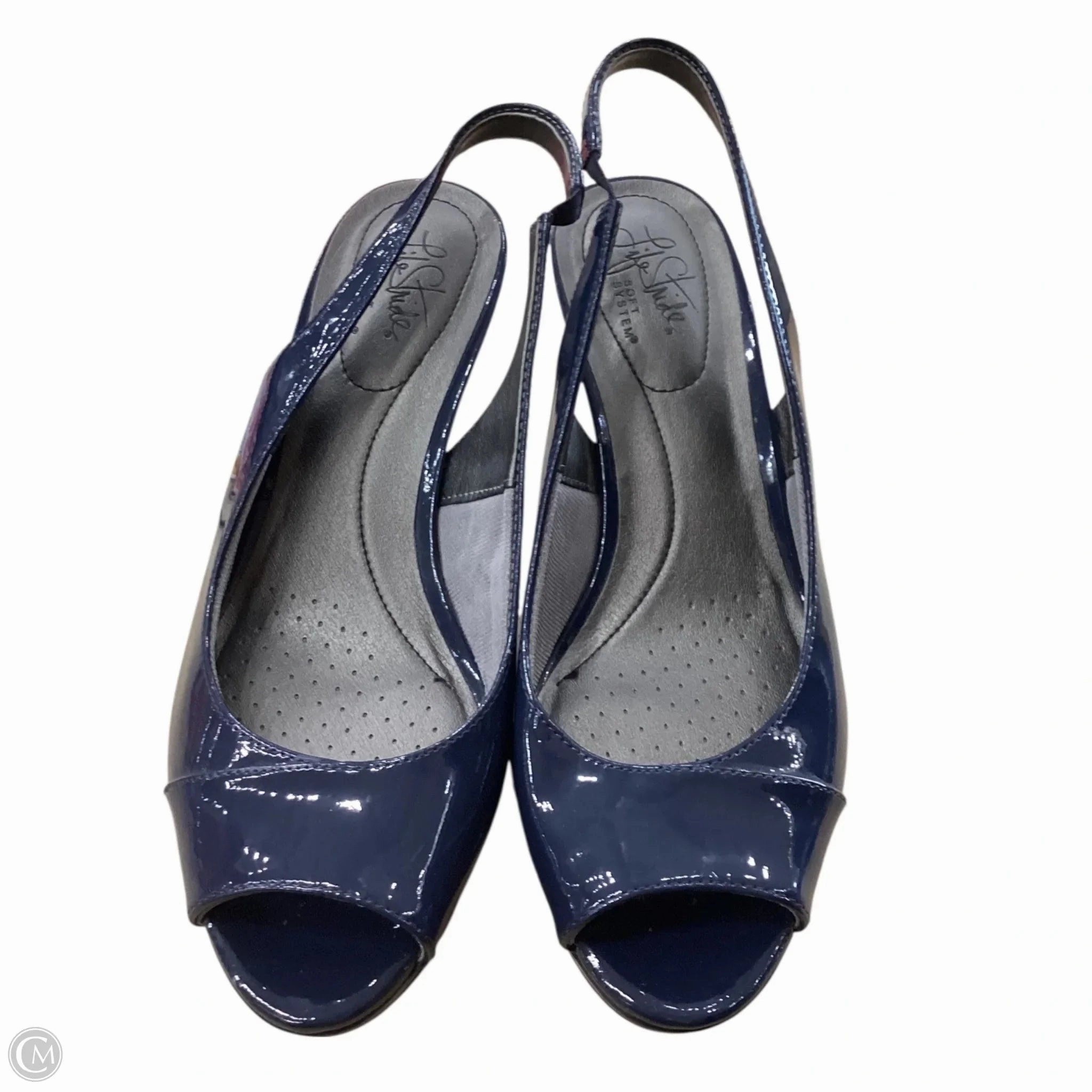 Glam Heeled Sandals Shoes Heels Block By Life Stride In Navy, Size: 9
