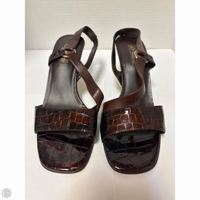 Sleek Leather Pumps Shoes Heels Block By Brighton In Brown, Size: 10