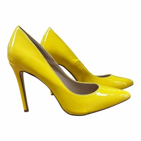 Lace Up Comfortable Heels for Work Shoes Heels Stiletto By First Love In Yellow, Size:8