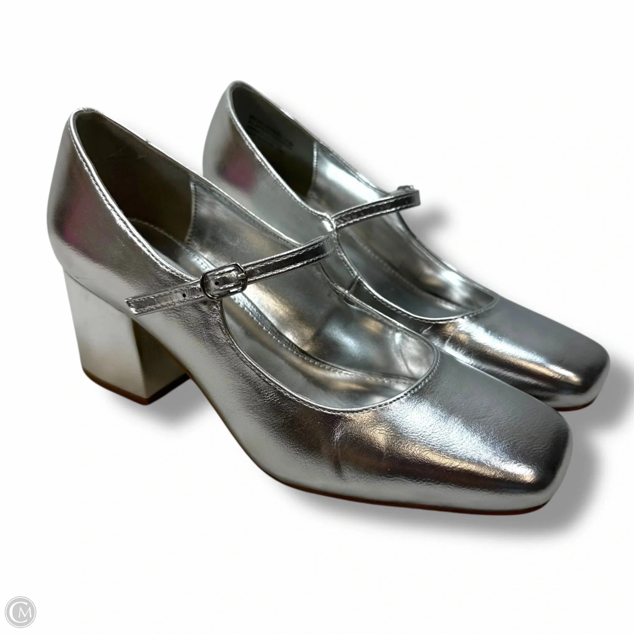 Shoes Heels Block By Steve Madden In Silver, Size: 7.5 Shock Resistant