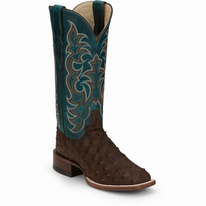 JUSTIN LADIES COWGAL OSTRICH WESTERN BOOTS STYLE AQ8651 Step Control Feather Light River Crossing