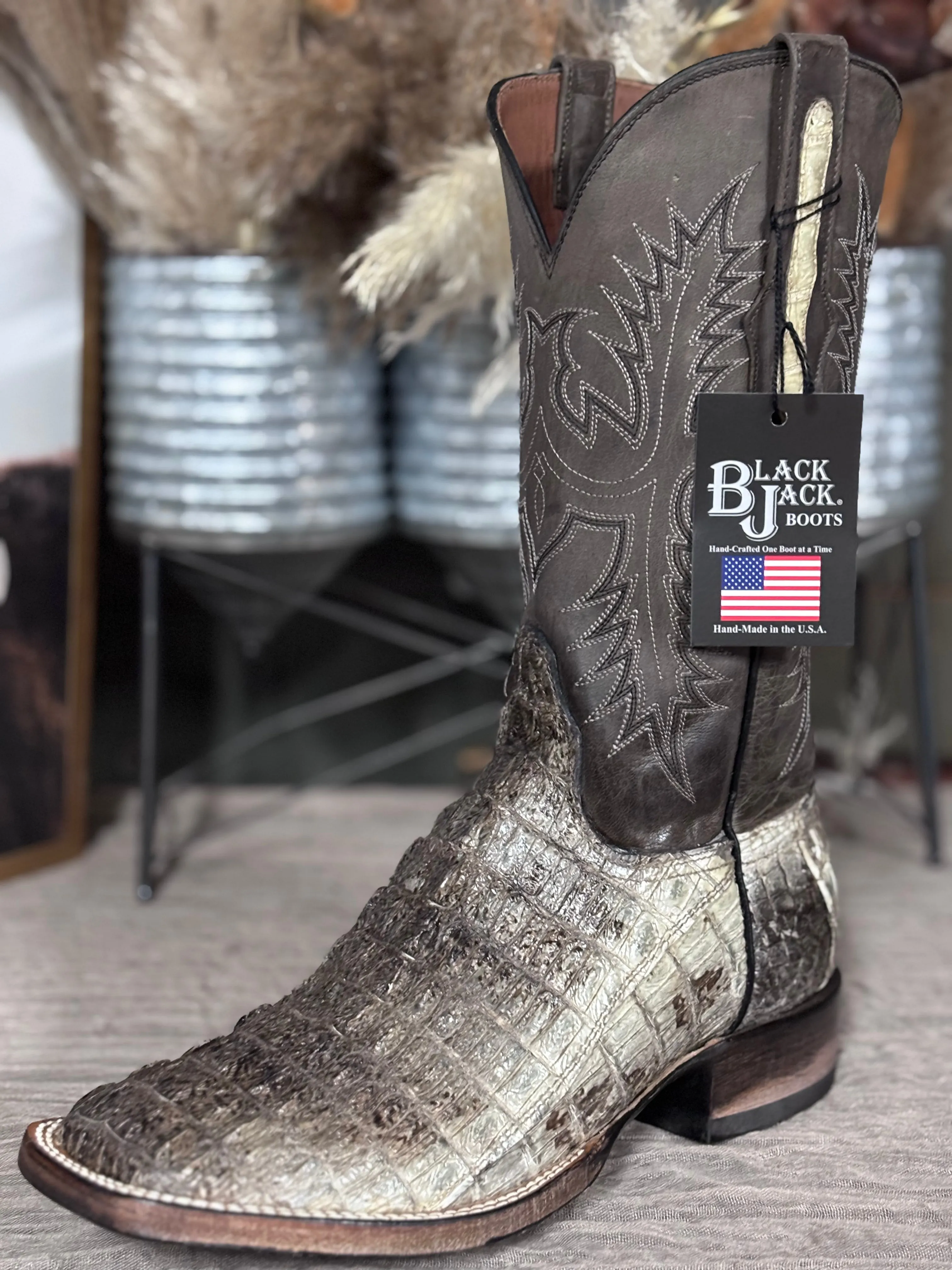 Black Jack Reverse Caiman Tail Boots foldable