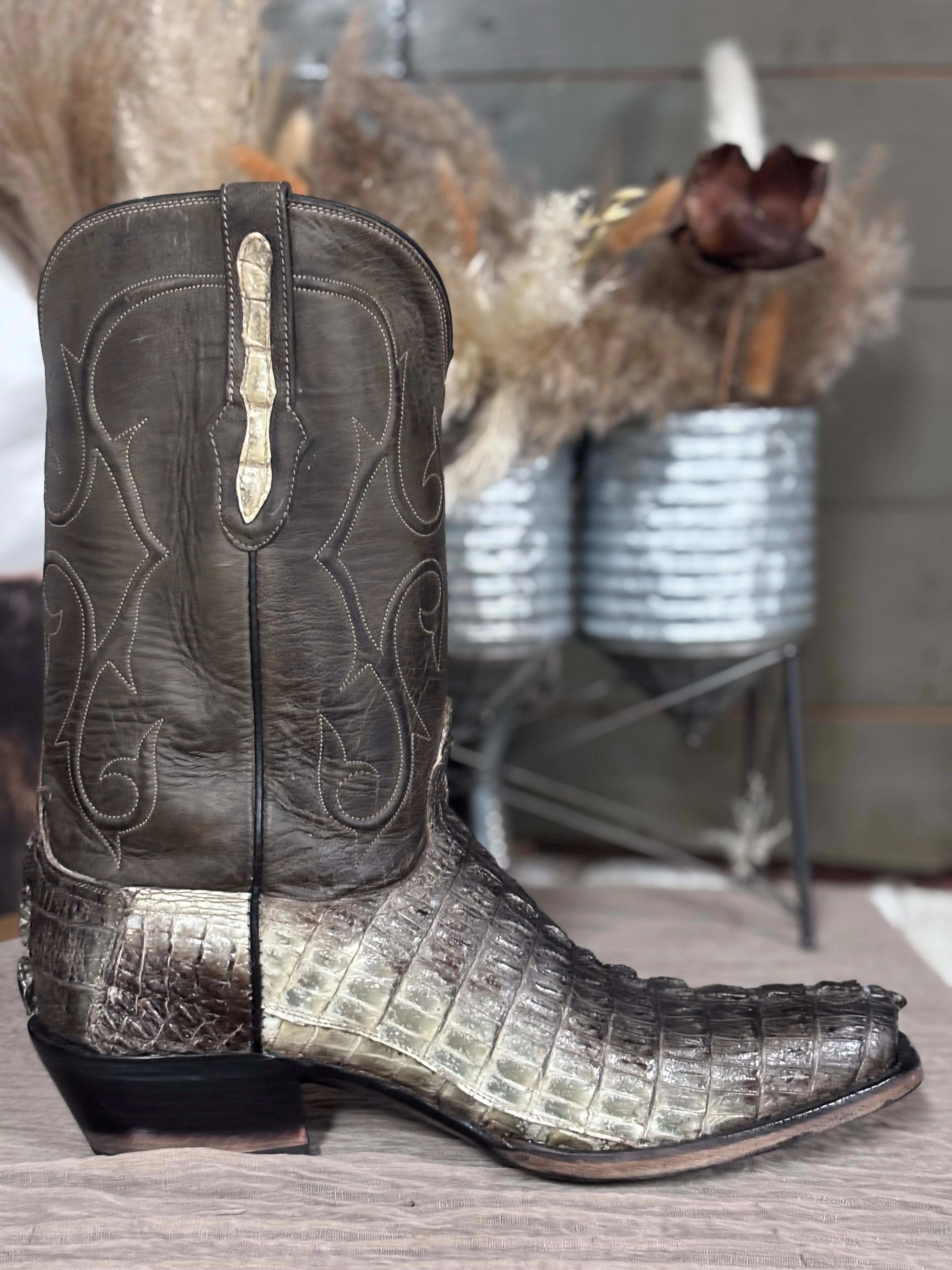Black Jack Caiman Tail Boots Neutral design No Laces