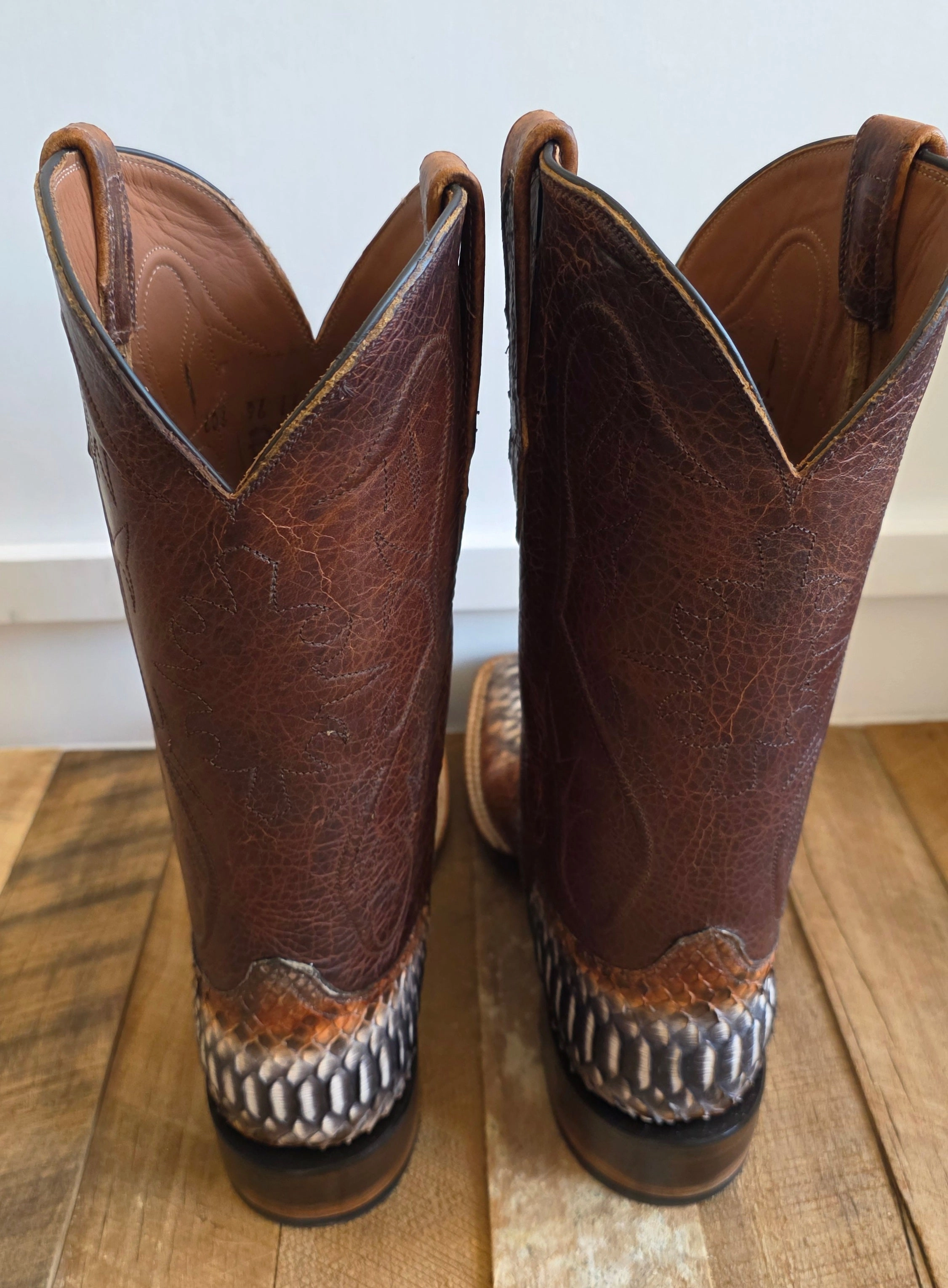 Waterproof Outdoor Trek Black Jack Python Cowboy Boots - Rust Dyed Triad