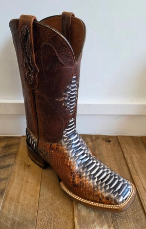 Gloss Shine Black Jack Python Cowboy Boots - Rust Dyed Triad