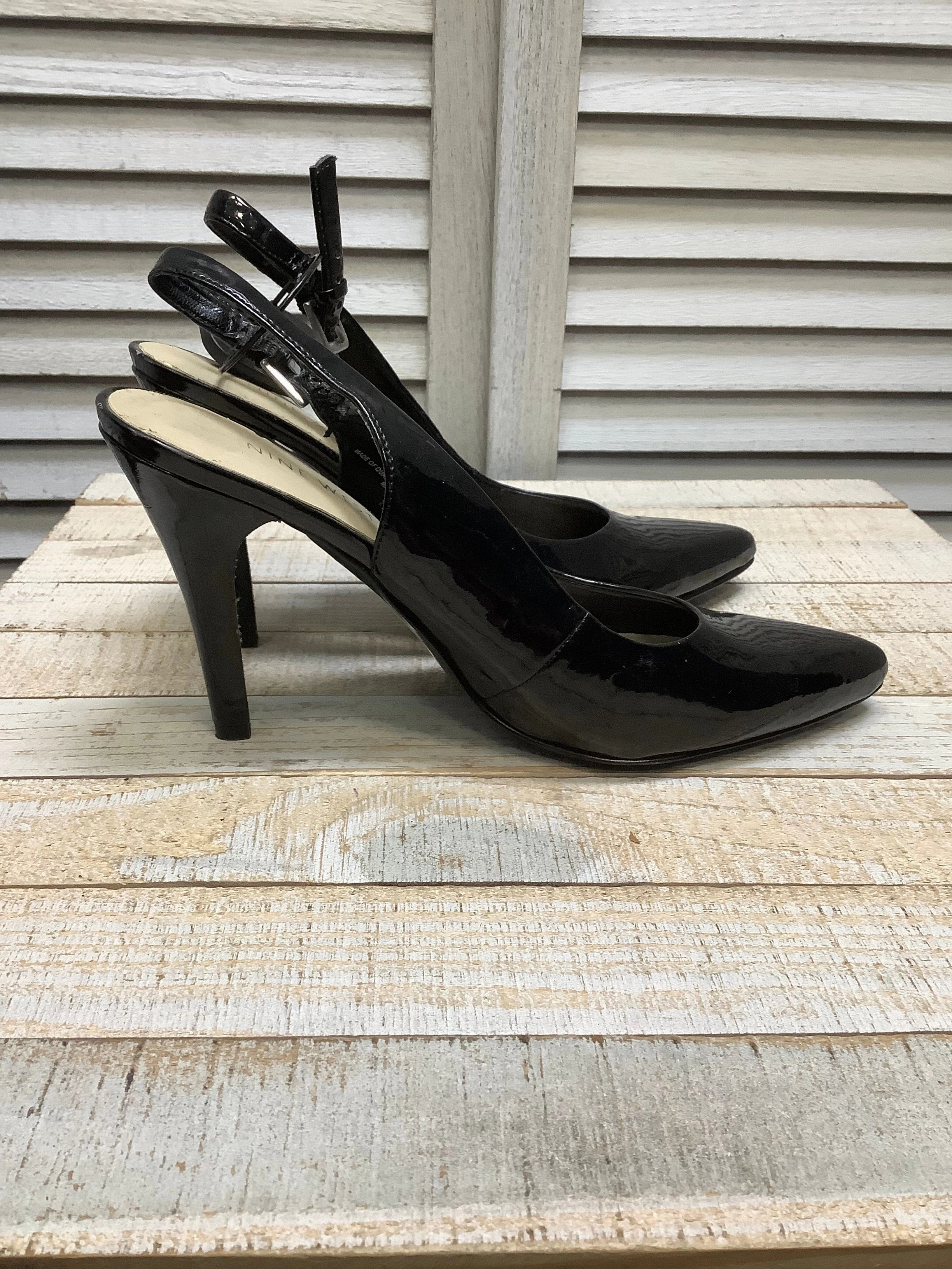 Luxury Heeled Boots Black Shoes Heels Stiletto Nine West, Size 7.5