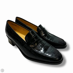 Slip On Style synthetic leather Shoes Heels Block By Ralph Lauren In Black, Size: 8