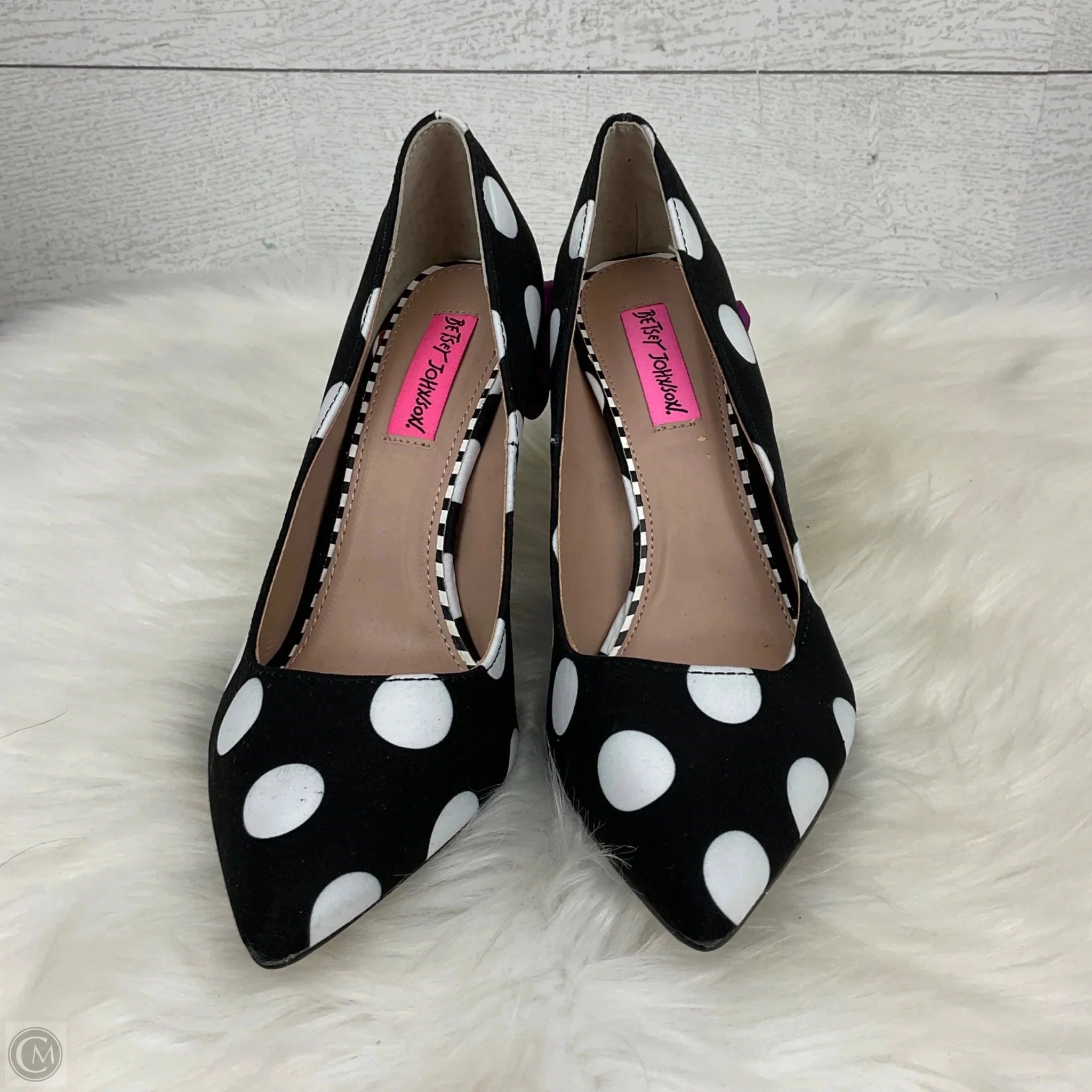 Luxury Heels for Office Synthetic Shoes Heels Stiletto By Betsey Johnson In Black, Size: 6.5