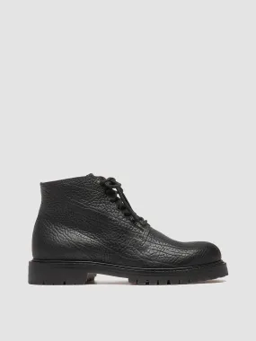 BOSS 011 - Black Leather Lace-up Boots Tough Weather Training