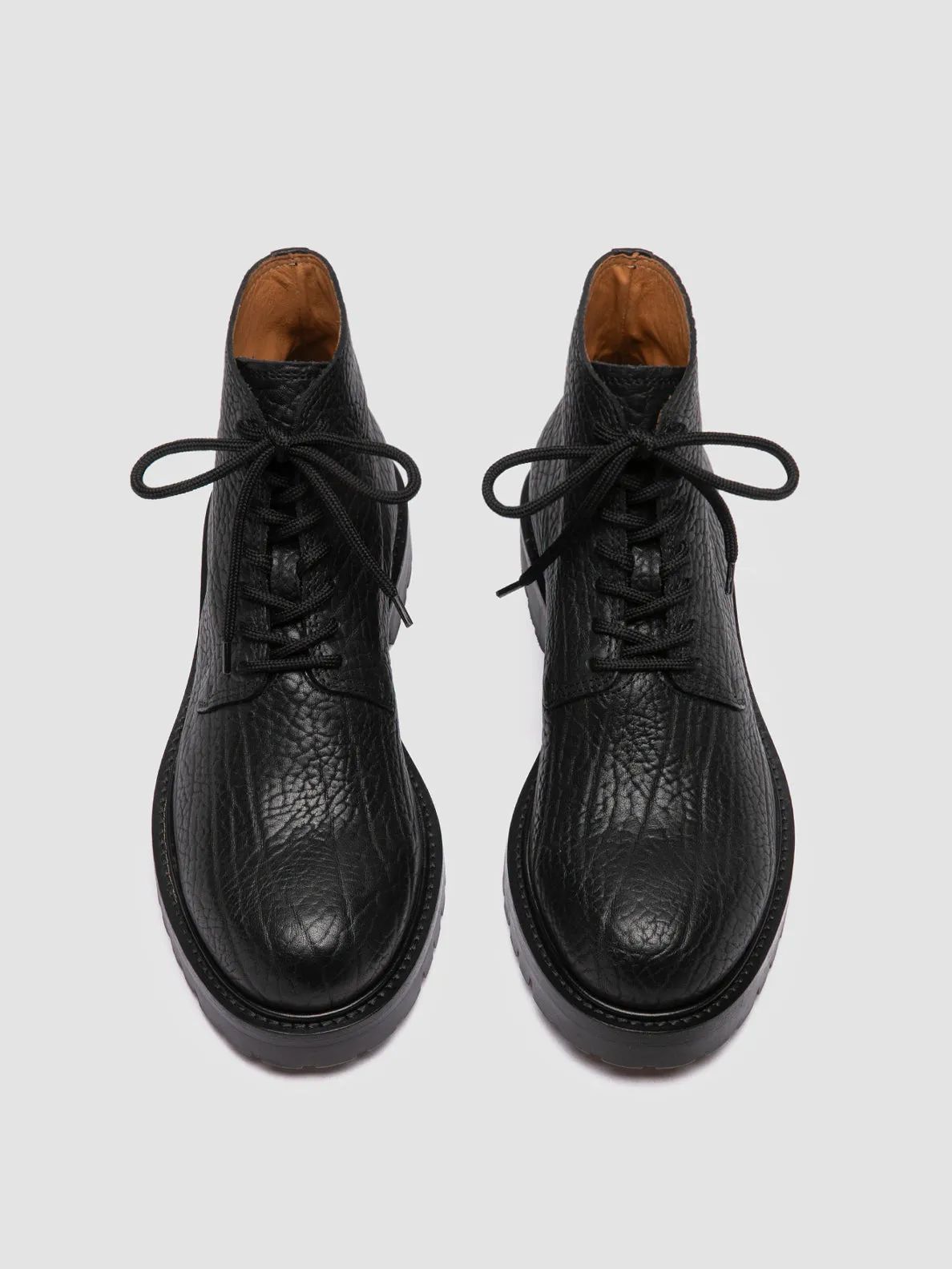 BOSS 011 - Black Leather Lace-up Boots High-Quality Footwear