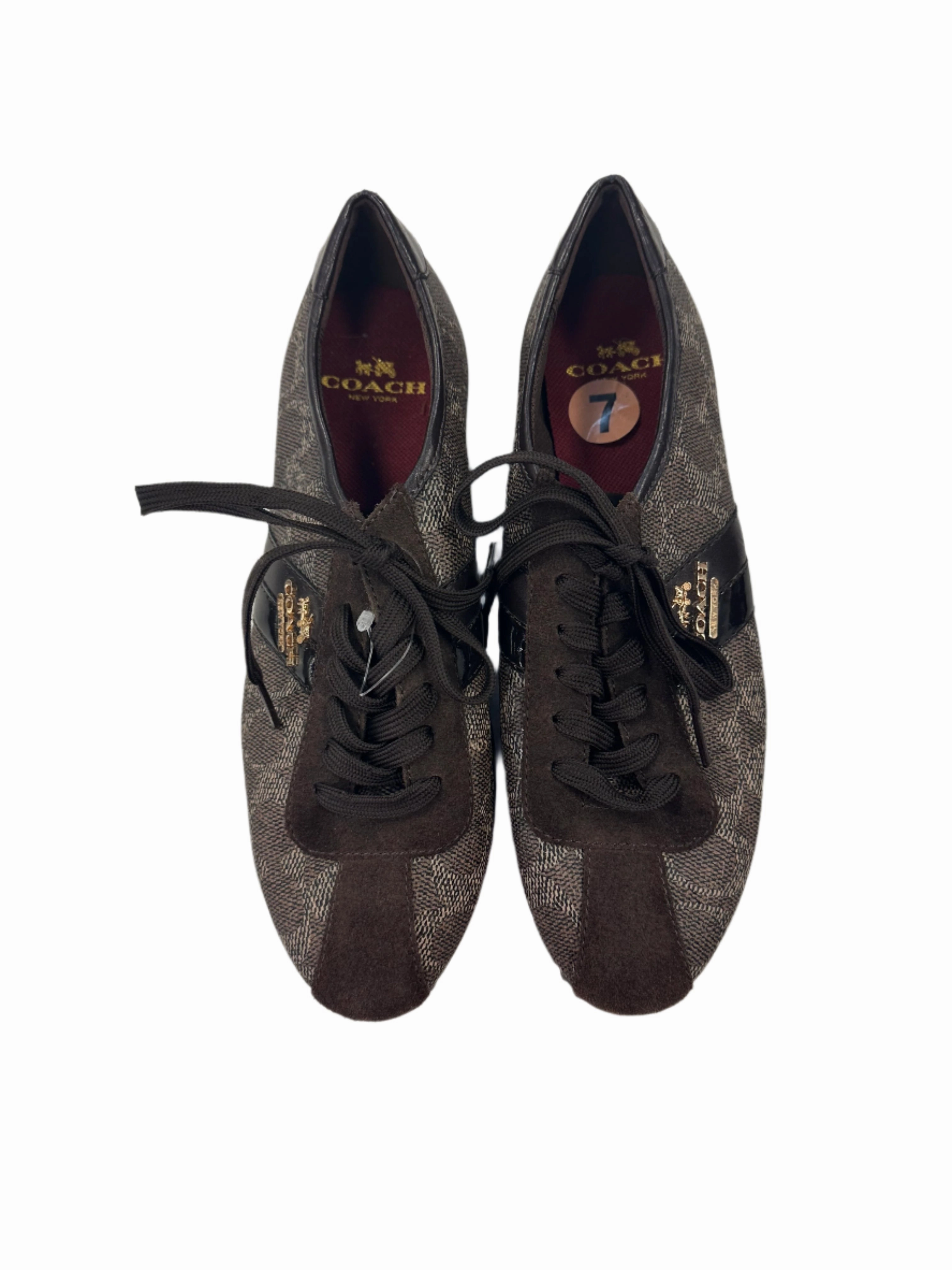 Round Toe Brown Shoes Sneakers Coach, Size 7