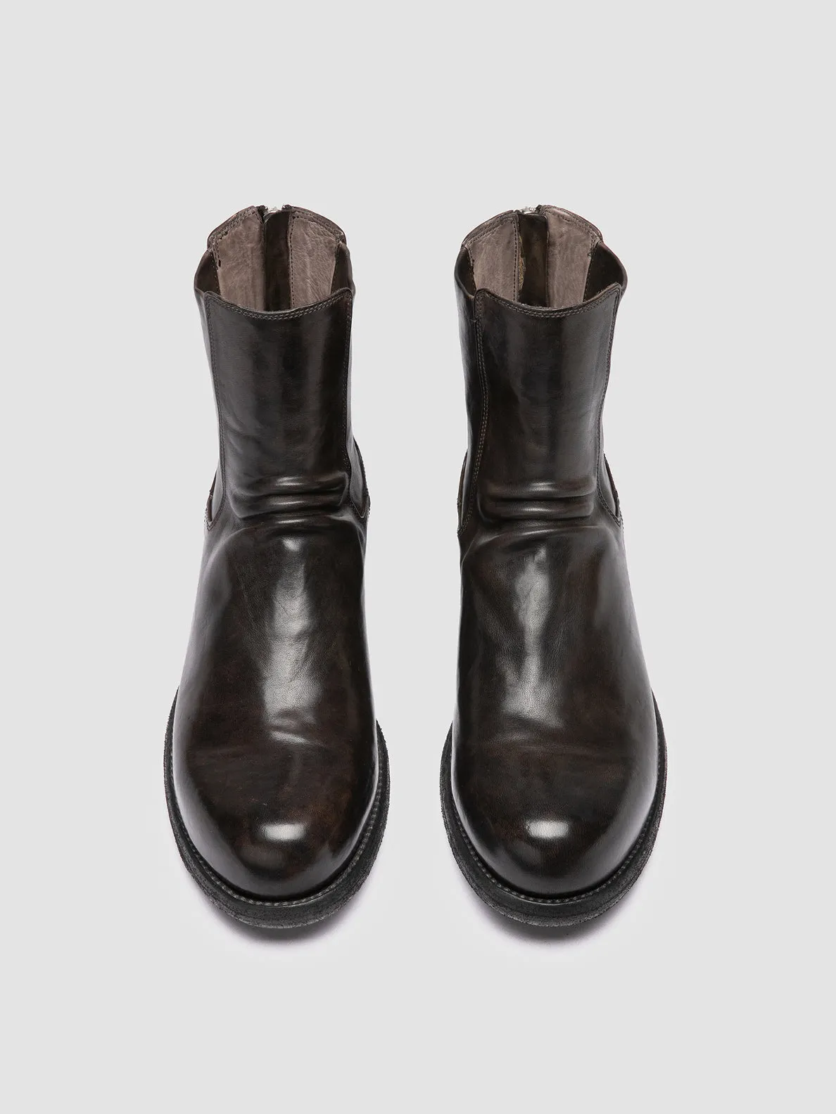 BULLA DD 104 - Grey Leather Zipped Boots Flat Sole