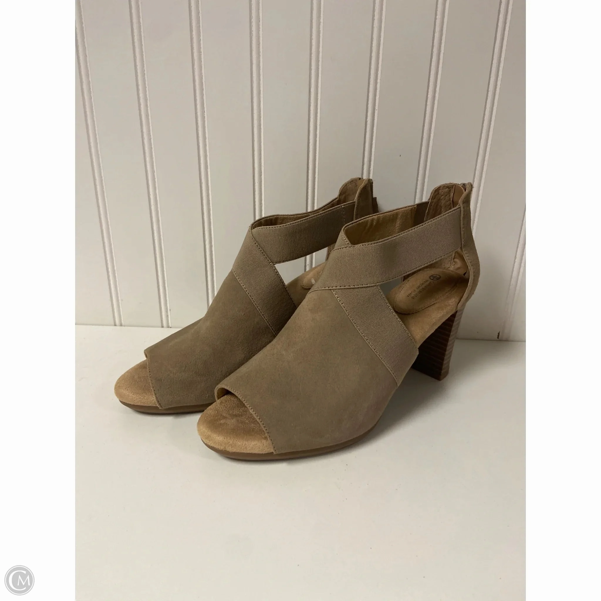 Shoes Heels Block By Giani Bernini In Taupe, Size: 9 Leather Heeled Sandals