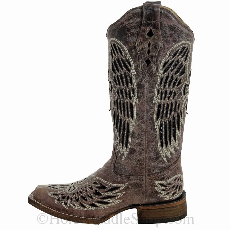 Travel Companion Corral Brown Black Wing And Cross Square Toe Style A1197