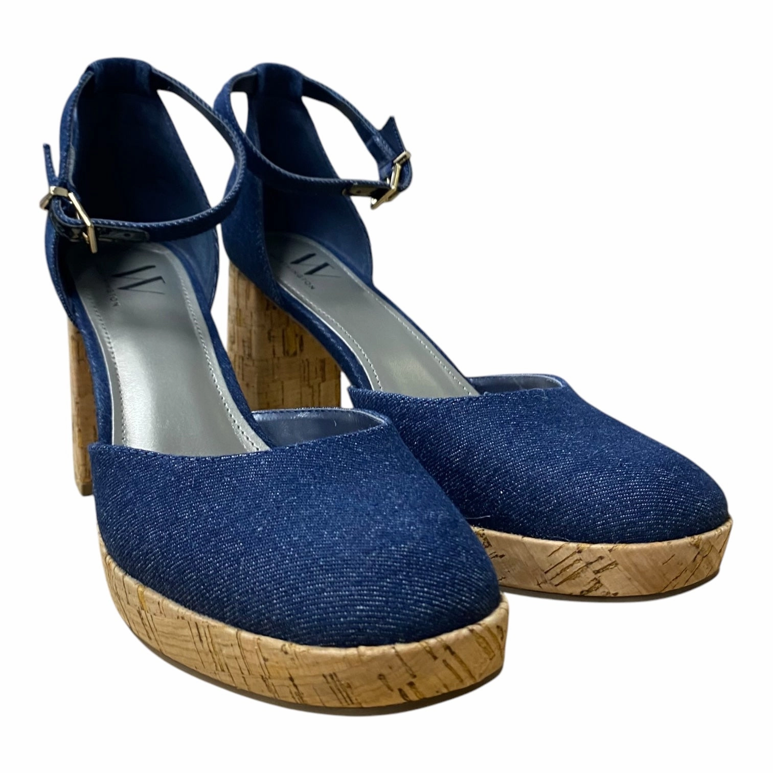 Shoes Heels Block By Worthington In Blue Denim, Size:9 Quick Drying