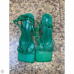 Lace Up Style Shoes Heels Block By Cmf In Green, Size: 8