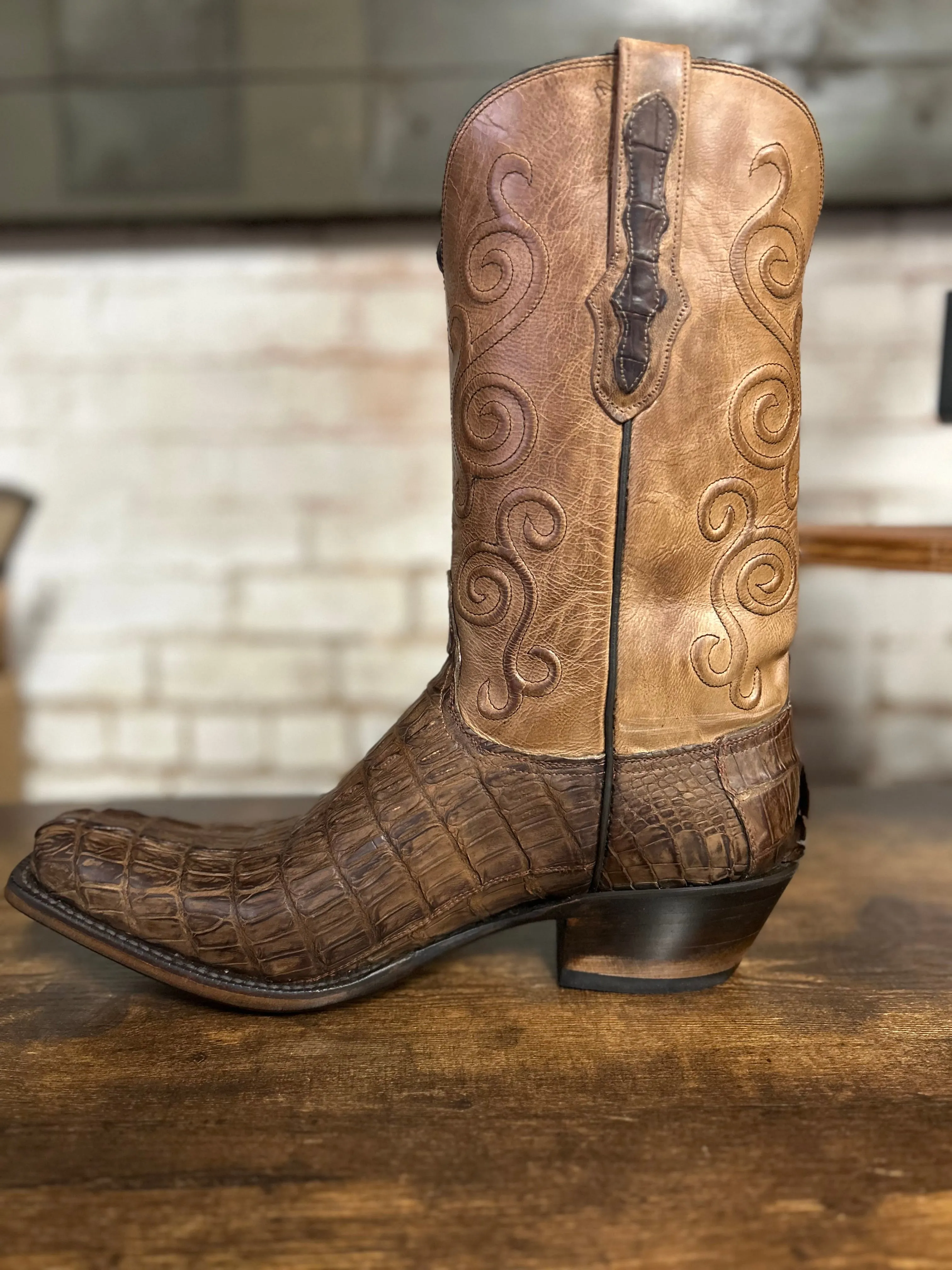 Neutral Colors Black Jack Sueded Caiman Tail boots
