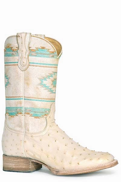 ROPER LADIES OLIVIA OSTRICH AZTEC BOOTS STYLE 09-021-6500-8536 Eco Material Rural Traveler