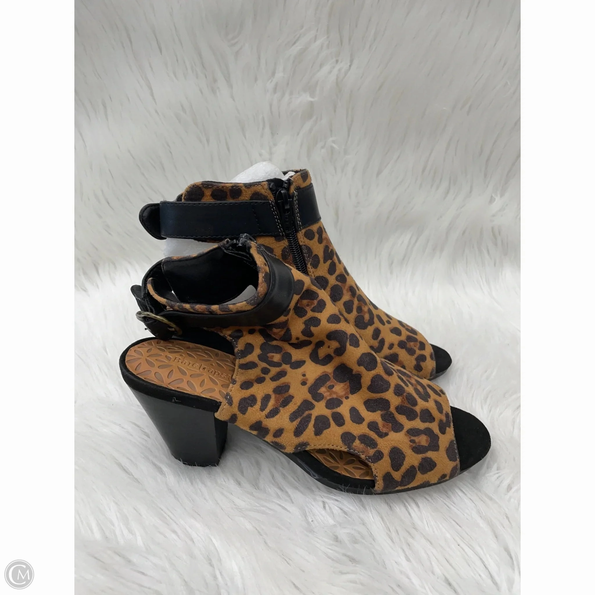Shoes Heels Block By Bare Traps In Animal Print, Size: 7.5 Chunky Heeled Boots