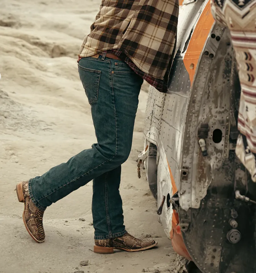 CORRAL MENS BROWN PYTHON COWBOY BOOTS STYLE A4499 Flexible Fit Reinforced Form Mountain Hike