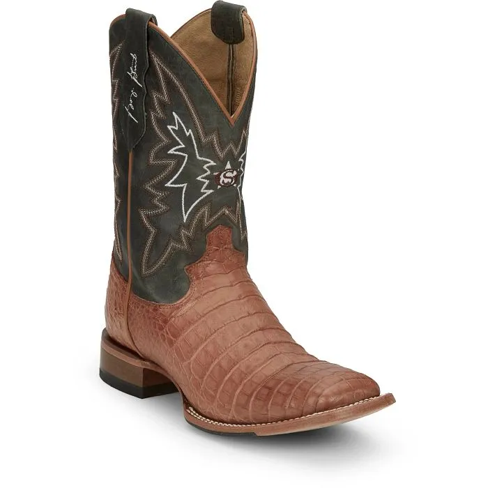 Resilient Sole Groom Justin Mens Caiman Haggard Square Toe Western Boots Style GR5706