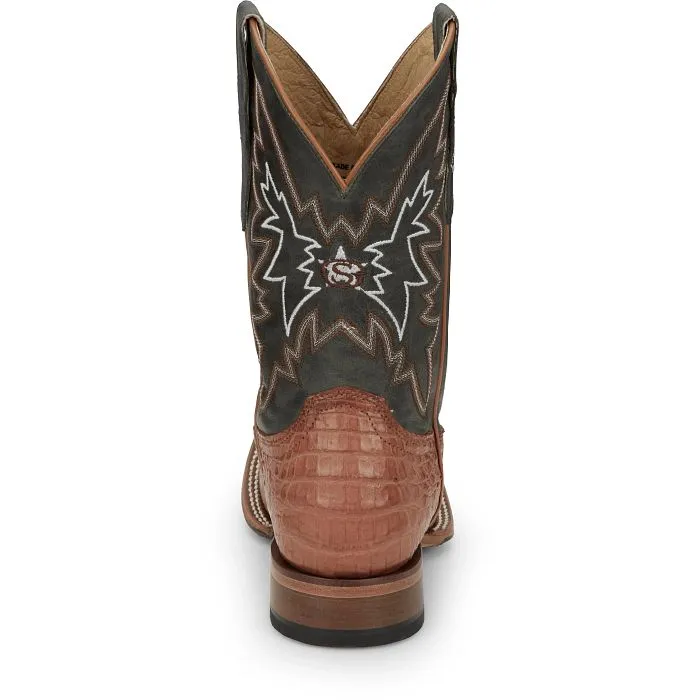 Justin Mens Caiman Haggard Square Toe Western Boots Style GR5706 Work Wear Deep Grooves