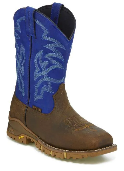 Cabin Cozy Easy Pairing Tony Lama Mens Roustabout Blue Western Work Steel Toe Boots Style TW5010