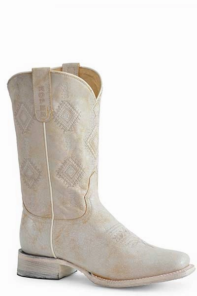 Roper Ladies Square Toe White Aztec Boot Style 09-021-7016-8510 Horse Riding