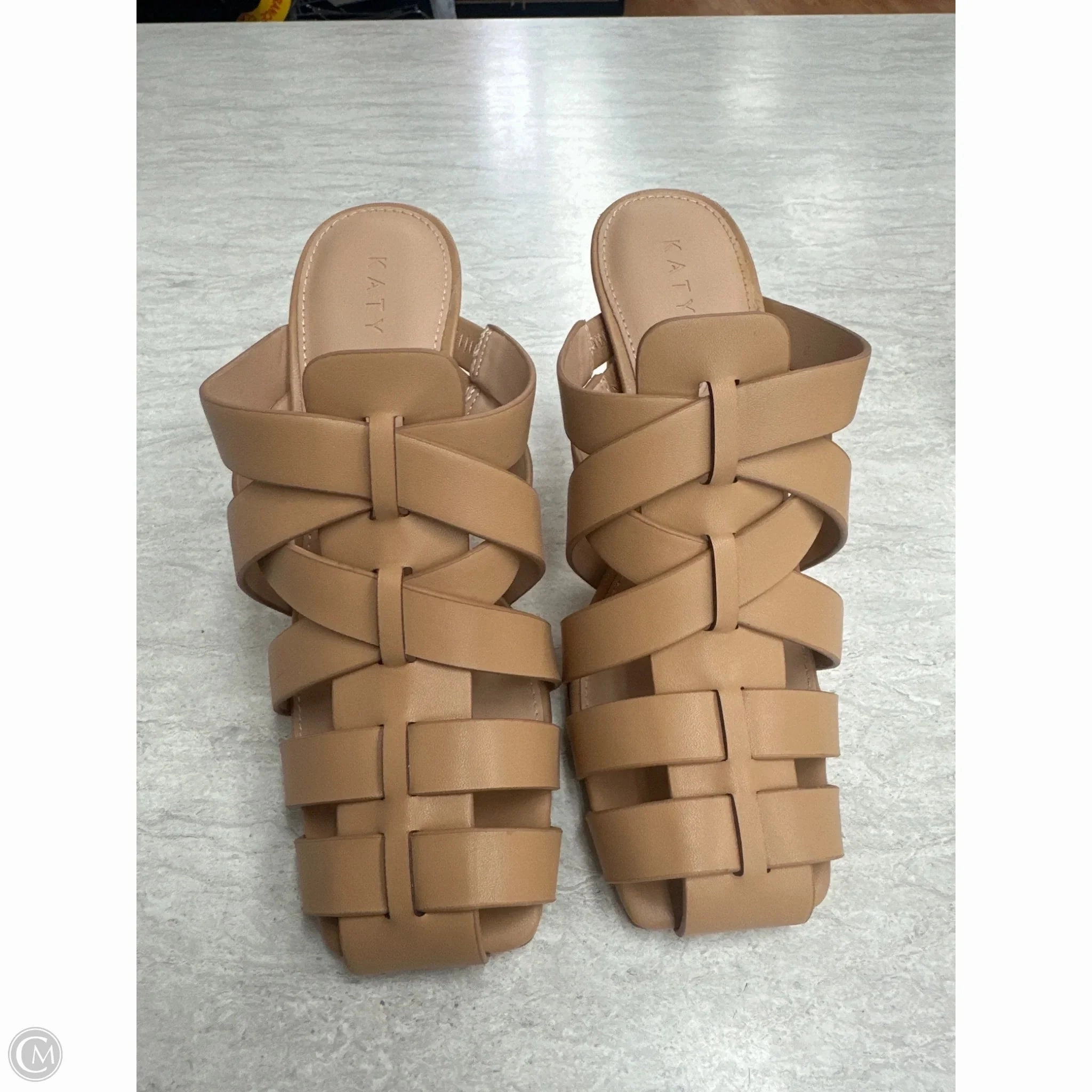 platform Shoes Heels Block By Clothes Mentor In Tan, Size: 7.5