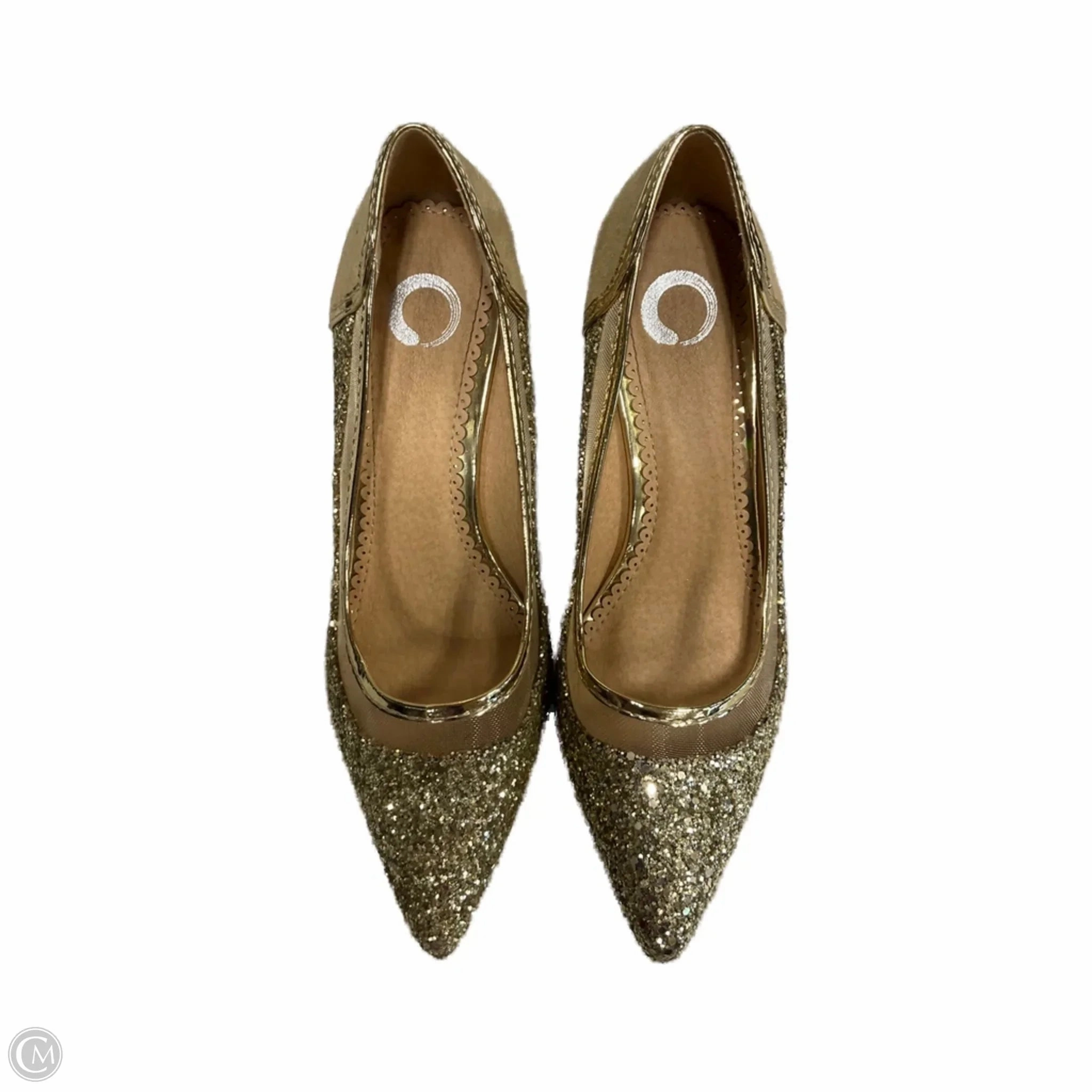 High Fashion Shoes Shoes Heels Stiletto By Clothes Mentor In Gold, Size: 7