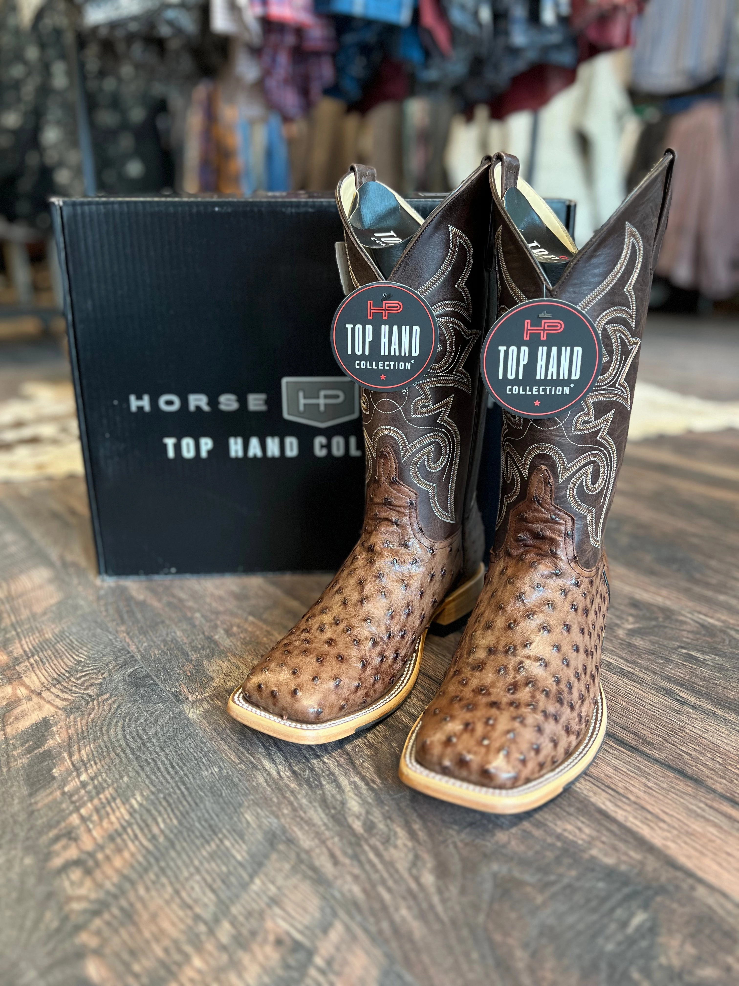 Horse Power Men's Kango Tobacco Full Quill Ostrich Boots Easy Layer