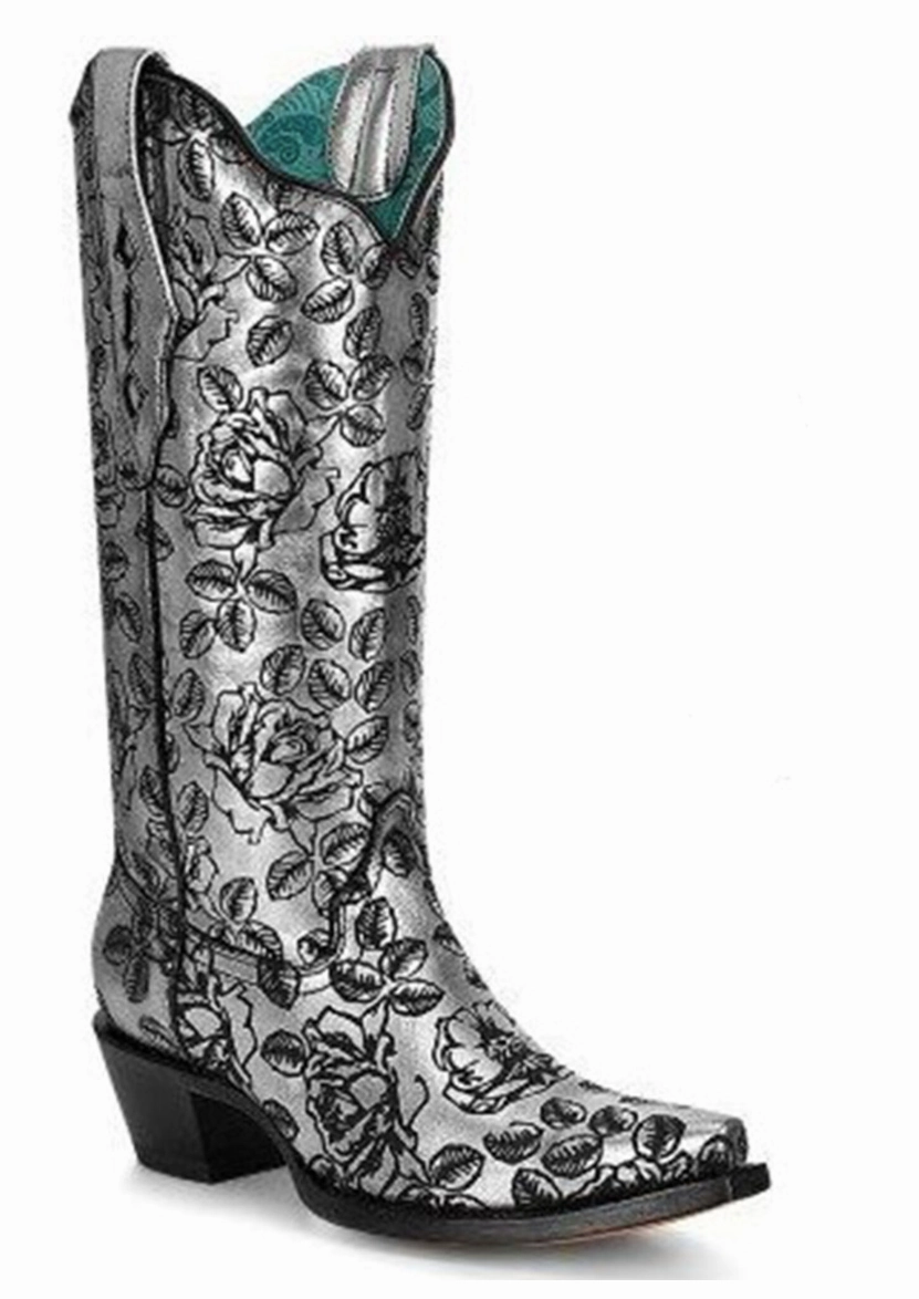 Terrain Tested Free Spirit CORRAL WOMEN'S FLORAL LASER PRINT SNIP TOE WESTERN BOOTS STYLE Z5082