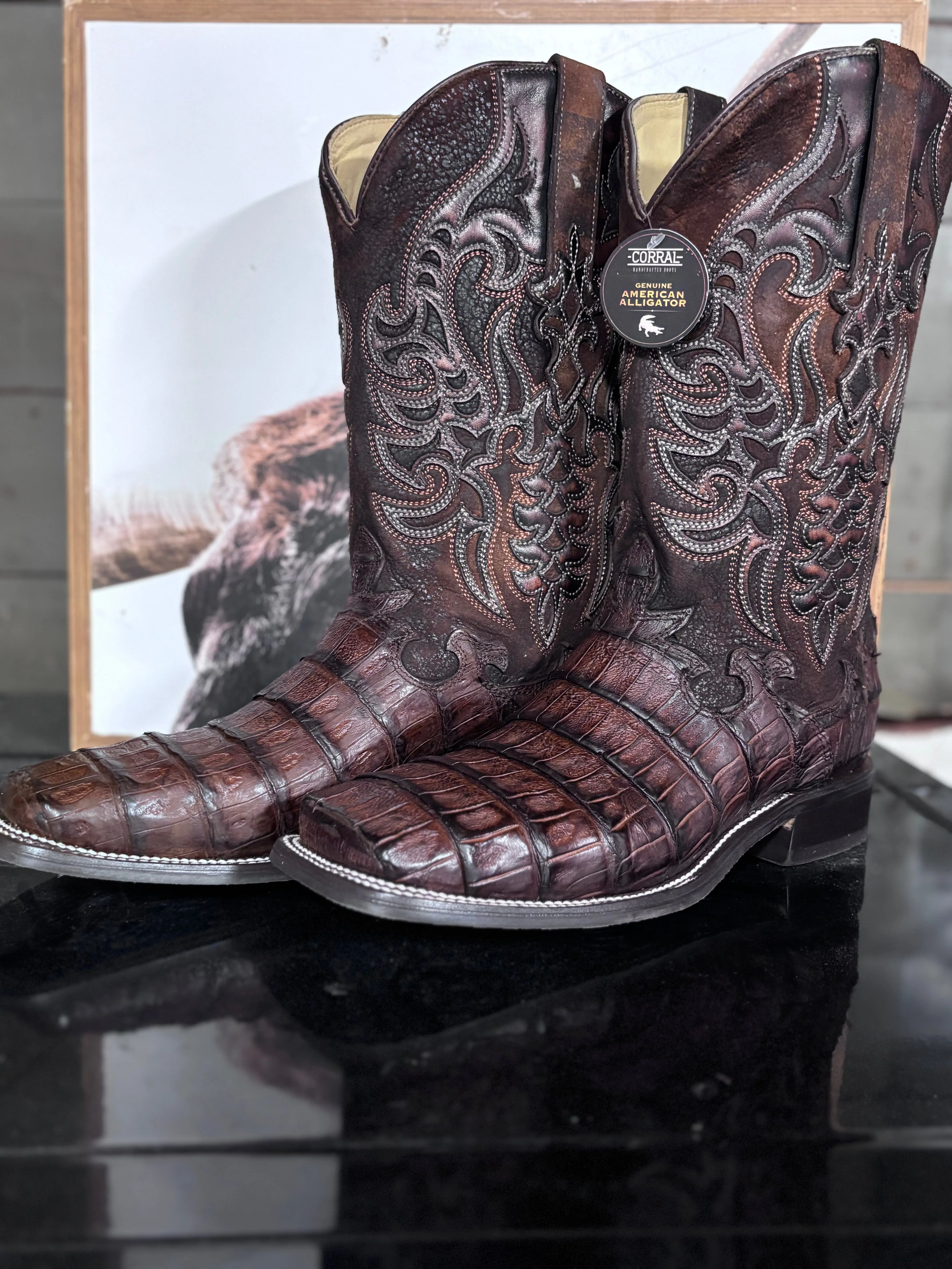 Athletic Edge Corral Men's Boots Genuine Alligator