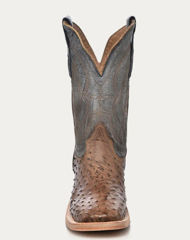 CORRAL MENS NAVY BLUE OSTRICH COWBOY BOOTS STYLE A4052 High-traction