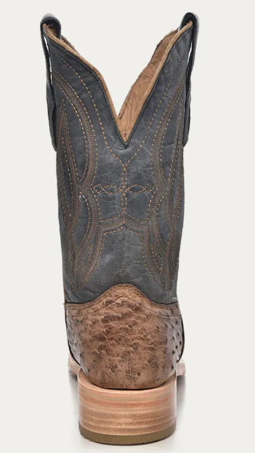 CORRAL MENS NAVY BLUE OSTRICH COWBOY BOOTS STYLE A4052 Trail grip