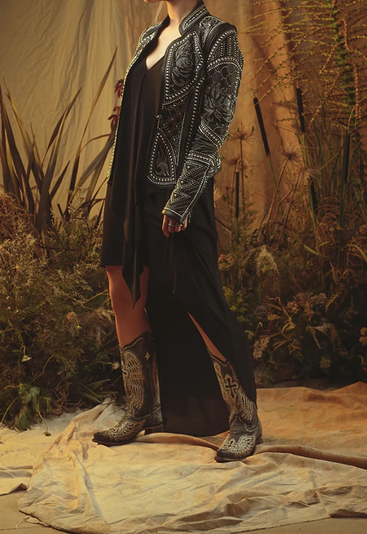 Corral Ladies Black Cross and Wings Overlay Boots Style A4232 Stud Look