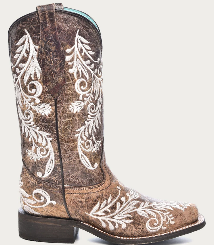 Corral Ladies Floral Embroidery Glow In The Dark Boots Style A4063 Bendable