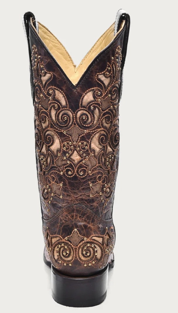 Hunter CORRAL LADIES INLAY AND STUDS SQUARE TOE BOOTS STYLE A3326