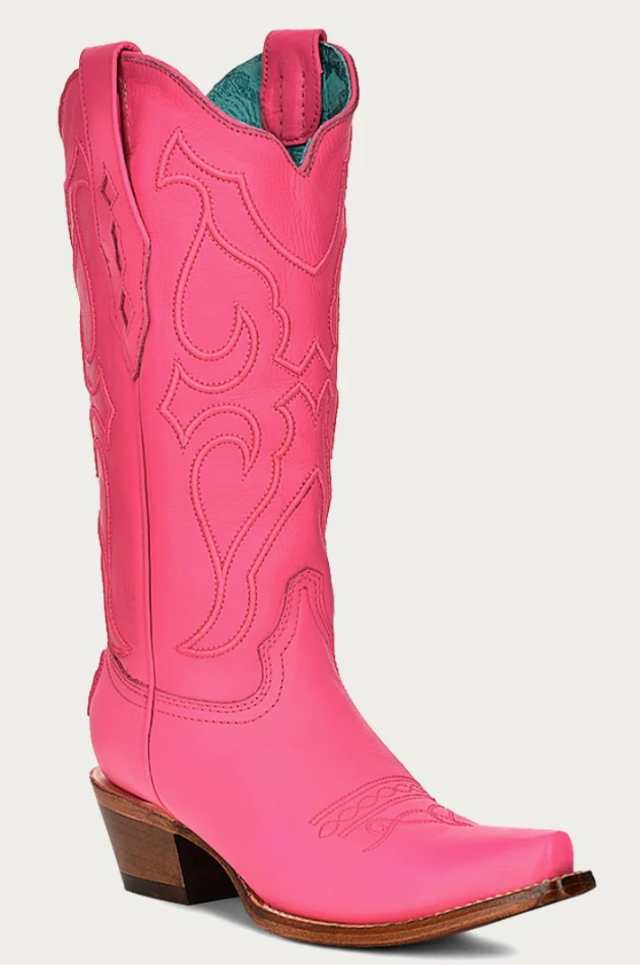 Corral Ladies Pink Snip Toe Boots Style Z5138 Protective Finish Weekend Wanderer