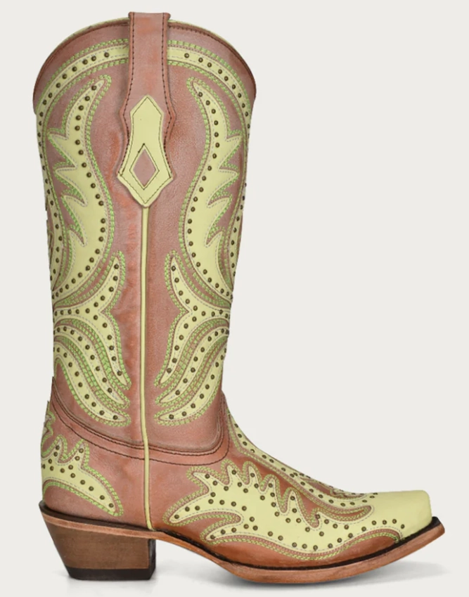 Stable Support Active Nomad CORRAL LIME GREEN OVERLAY SNIP TOE BOOTS STYLE C3971