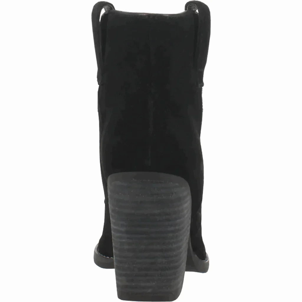 Pure White Slip Resistant Daily Walks DINGO FLANNIE BLACK LEATHER BOOTIE STYLE DI342BK