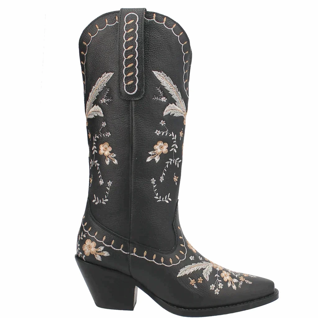 DINGO FULL BLOOM LEATHER BOOT STYLE DI939BK CushionedSole Velcro Closure